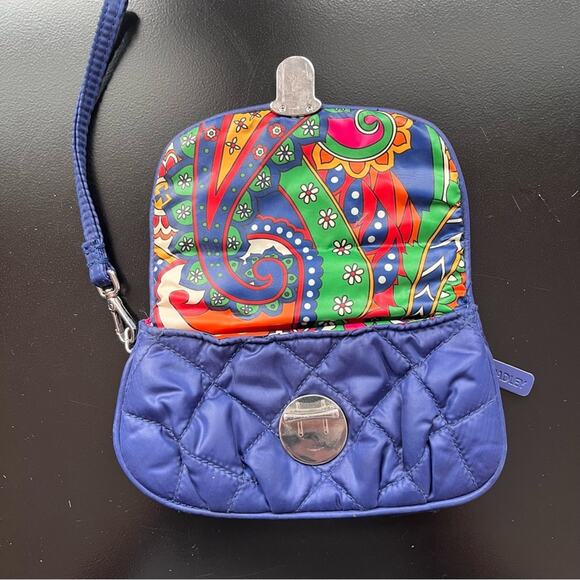 Vera Bradley Quilted Puffy Blue Wallet Wristlet Mini Bag Preppy Twee - Picture 2 of 5